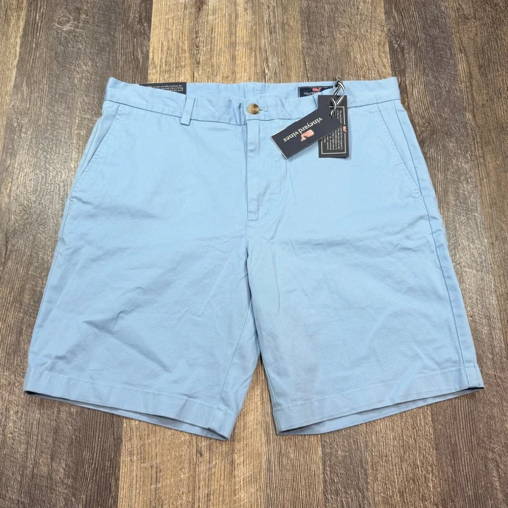 Vineyard Vines Mens 35 x 9 Breaker Shorts Jake Blue Stretch Chino 35 Whale NEW